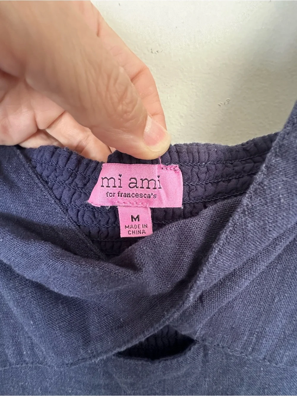 Mi Ami for Francesca’s navy linen blend mini dress sz M Resort Festival Boho - Picture 3 of 7